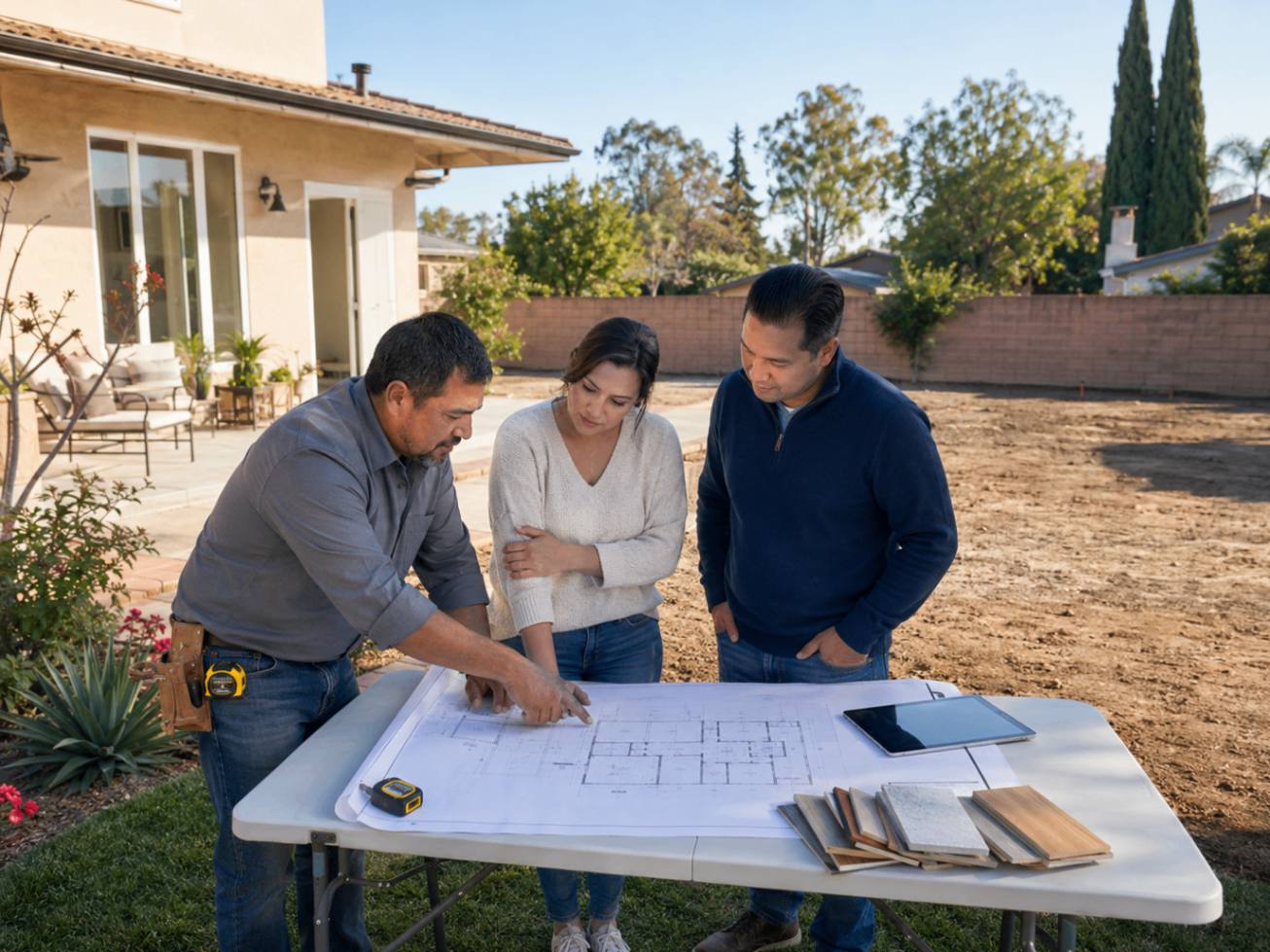 Reviewing ADU plans with clients